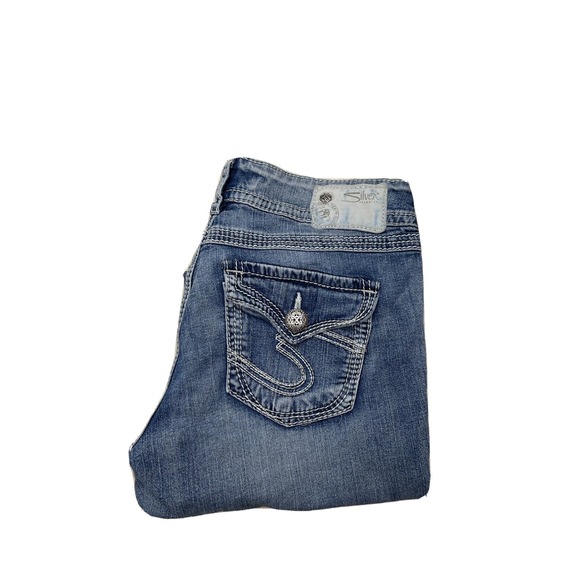 Silver Suki Surpplus Womens Capri Jean Size 28 (28x20) Mid  Rise Big Stitch - Picture 1 of 10